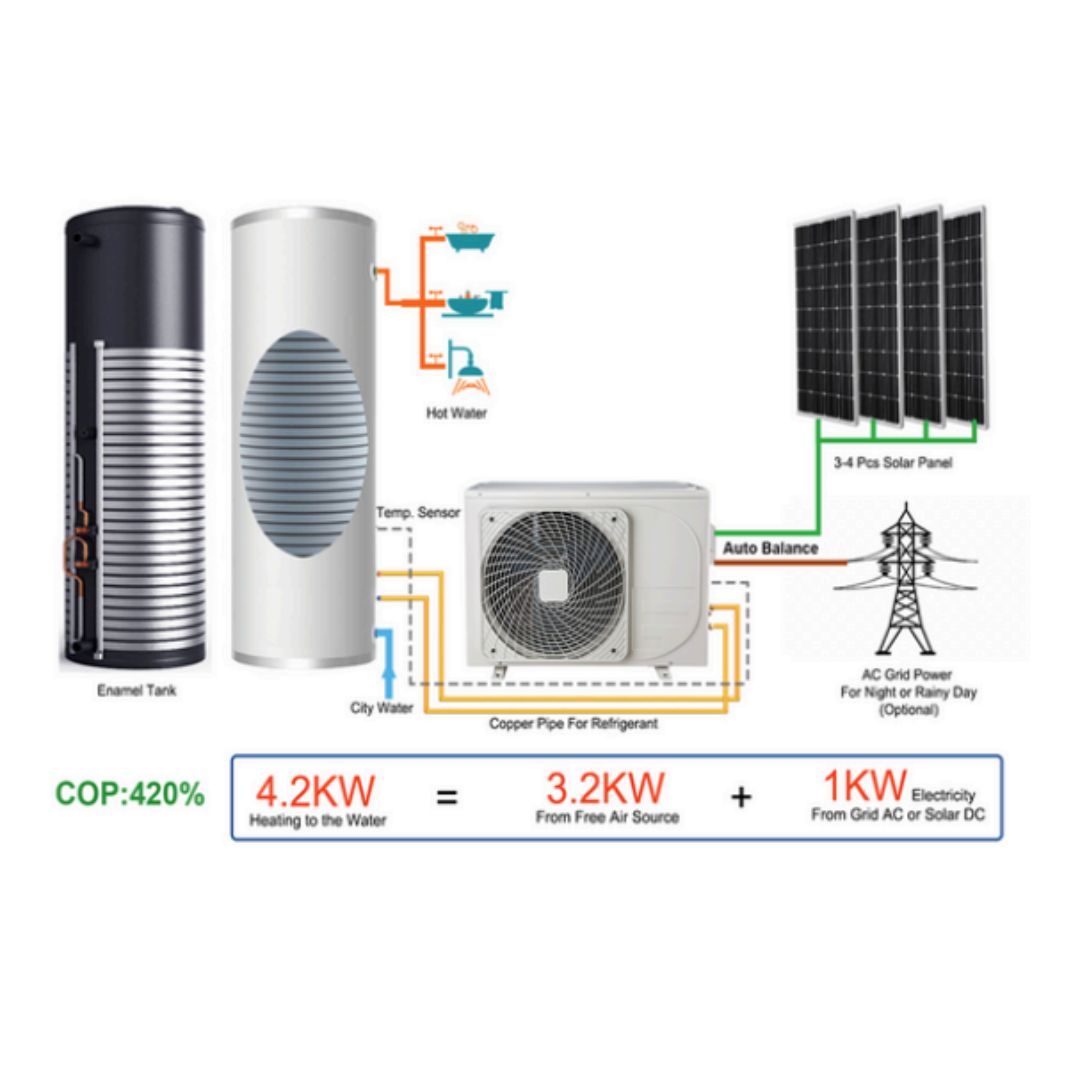 Deye Hybrid ACDC Solar Air Water Heater 300lt